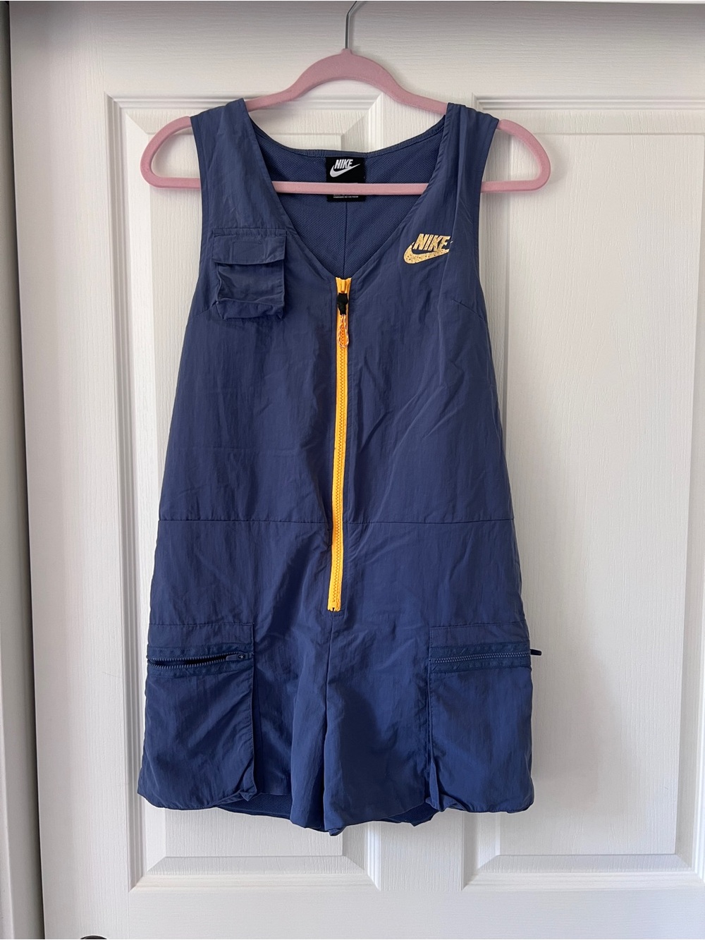 Nike Navy Blue Romper with Orange Zip
